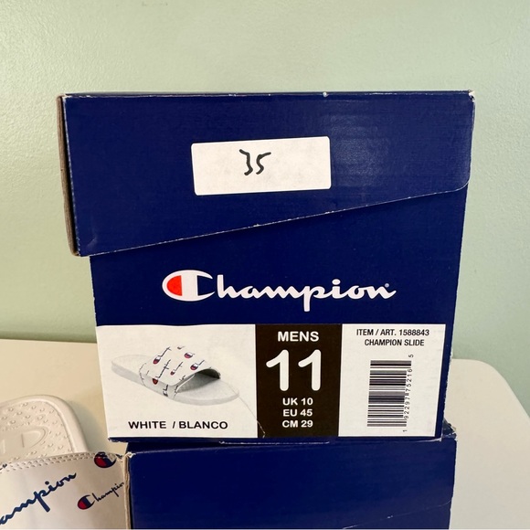 Champion Men's Athletic Slide Slip In Sandal White with Logo - Picture 8 of 9
